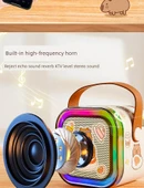 Çift Mikrofonlu Karaoke Seti - Kabipbala Desenli - Bluetooth, Gradient Lamba, Miks Ses - 8