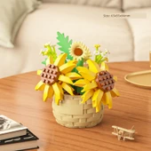 DIY Yapı Taşları Çiçek Sepeti Saksı Bitki Puzzle - Güneş Işığı Çiçek Denizi - 1
