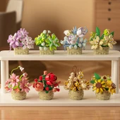 DIY Yapı Taşları Çiçek Sepeti Saksı Bitki Puzzle - Mavi Peri - 3