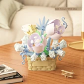 DIY Yapı Taşları Çiçek Sepeti Saksı Bitki Puzzle - Mavi Peri - 1