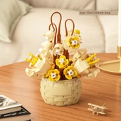 DIY Yapı Taşları Çiçek Sepeti Saksı Bitki Puzzle - Mavi Peri - 5