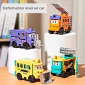 Dönüşebilen Alaşım Araba Oyuncak - Silindir/Füze Araba + Sondaj/Dozer (2'li Paket) - 2