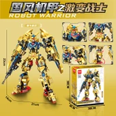 Mecha Robot Yapı Seti - Güçlü Saldırı Mecha + Büyük Kanatlar + Şeffaf Işık Bıçağı - 5