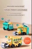 Dönüşebilen Alaşım Araba Oyuncak - Silindir/Füze Araba + Sondaj/Dozer (2'li Paket) - 9