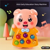 Çocuk Erken Eğitim Hikaye Makinesi - Mavi Palm Piggy - Şarjlı Model - 2