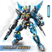 Mecha Robot Yapı Seti - Güçlü Saldırı Mecha + Büyük Kanatlar + Şeffaf Işık Bıçağı - 6