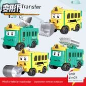 Dönüşebilen Alaşım Araba Oyuncak - Silindir/Füze Araba + Sondaj/Dozer (2'li Paket) - 1