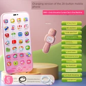 Çocuk Müzikli Telefon Oyuncak - Meng Tavşan Pembe - 14 Tuşlu 8000 Eğitici İçerik Mikrofonlu - 1