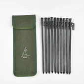 Kamp Çadırı Kazık Saklama Çantası - 40cm Çanta + 10 Adet 40cm Çelik Kazık - 1