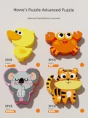 Montessori Ahşap Puzzle - 8 Parça Hayvanlar (Kaplan, Panda, Fil, Tavuk, Kaplumbağa, Arı, İnek, Maymun) - 4