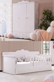 Flower Çocuk Odası Takımı, Flower Yavrulu Karyola, 3 Kapaklı Dolap - Beyaz - 1