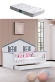 Yavrulu Karyola, Poli Yavrulu Montessori Yatak - Gri + 1 Adet Comfort Yatak - 1