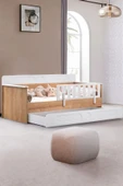 Yavrulu Karyola, Flora Yavrulu Montessori Karyola - Ceviz + 1 Adet Comfort Yatak - 2