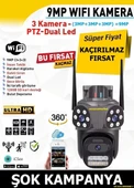 Üç Kameralı Speed Wifi Kamera (Alarm Siren- Uzaktan Izleme-Kayıt Etme-Gece Görüş-Hareket Algılama) - 1
