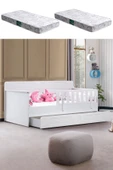 Yavrulu Karyola, Flora Yavrulu Montessori Karyola - Beyaz + 2 Adet Comfort Yatak - 1