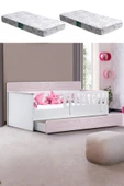 Yavrulu Karyola, Flora Yavrulu Montessori Karyola - Pembe + 2 Adet Comfort Yatak - 1