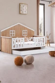 Yavrulu Karyola, Bello Yavrulu Montessori Yatak - Ceviz + 2 Adet Comfort Yatak - 2