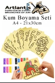 Kum Boyama Seti 1 Adet 20x30 cm A4 Boyutunda Büyük Boy Kaliteli Kum Boyama Çalışması Tuz Boyama Etkinlik - 1