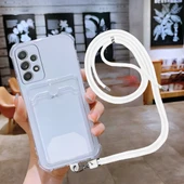 Samsung Galaxy A33 Kartlıklı Askı+Aparatlı Antişok Kılıf Beyaz thumbnail 1