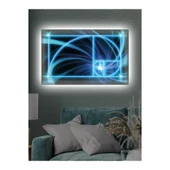 Kanvas Tablo Mavi Altın Oran Led Işıklı - 1
