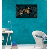 Kanvas Tablo 3D Gold Mavi Çiçek - 1