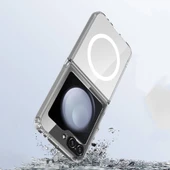 Gpack Samsung Galaxy Z Flip 5 uyumlu Kılıf M-Safe Şarj Özellikli Sert PC Embos Kapak thumbnail 3