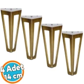 Mobilya Koltuk Baza Puf Kanepe Tv Ünite Masa Ayağı Ayakları Metal Ayak 14 Cm Antik Sarı 4 Adet - 1