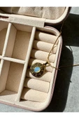 LUXSTONE  Beyaz Sedefli Taşlı Vintage Gold Çelik Kolye - 1