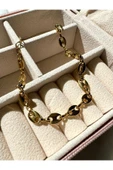 LUXSTONE  Düğme Model Gold Çelik Bileklik - 3