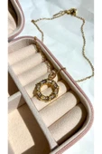 LUXSTONE  XOX Zirkon Taşlı Gold Çelik Kolye - 1