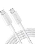 Anker  322 PowerLine USB-C to USB-C Örgülü Kablo 3ft/0.9m 60W  Beyaz - A81F5 (Anker Türkiye Garant - 1