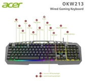 Acer OKW213 Gri RGB Rainbow Backlit Gaming Keyboard Rainbow (Kablo Uzunluğu 1,5mt) - 1