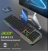 Acer OKW213 Gri RGB Rainbow Backlit Gaming Keyboard Rainbow (Kablo Uzunluğu 1,5mt) - 2