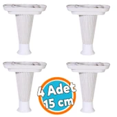 (4 ADET) Mobilya Kanepe Puf Sehpa Konsol Ayağı Beyaz Baza Yükseltici Ayak 15 Cm - 1