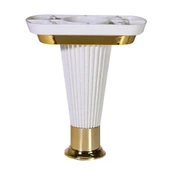 (4 ADET) Mobilya Kanepe Koltuk Ünite Ayağı 15 Cm Beyaz Gold Baza Yükseltici Ayakları thumbnail 2