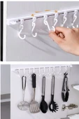 Yapışkan Veya Vida Sabitlemeli Hareketli 10 Kancalı Askı Mutfak Banyo Elbise Askısı - 2