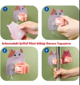 4 Adet Karikatür Figürlü Yapışkanlı Süpürge Mop Fırça Sap Tutucu Delmesiz Mutfak Banyo Askı - 4