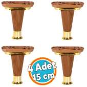 (4 ADET) Mobilya Kanepe Koltuk Konsol Ünite Ayağı 15 Cm Kahve Gold Baza Yükseltici Ayakları thumbnail 1