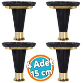 (4 ADET) Mobilya Kanepe Puf Ünite Sehpa Ayağı Siyah Gold Baza Yükseltici Ayak 15 Cm thumbnail 1