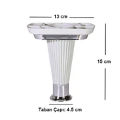 (4 ADET) Mobilya Kanepe Puf Sehpa TV Ünitesi Yükseltici Ayağı Beyaz Krom Baza Ayak 15 Cm thumbnail 3