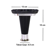 (4 ADET) Mobilya Kanepe Koltuk Ünite Ayağı 15 cm Siyah Krom Baza Ayak thumbnail 3