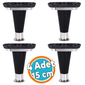 (4 ADET) Mobilya Kanepe Koltuk Ünite Ayağı 15 cm Siyah Krom Baza Ayak thumbnail 1