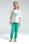 Toontoy Kız Çocuk Önü Baskılı Pijama Takım - 4