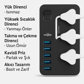 Uzatma Kablosu 6 USB 3 Priz Girişli Aşırı Gerilim Koruyuculu Güç Şeridi - 2