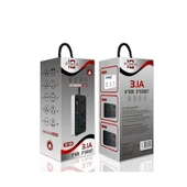 Uzatma Kablosu 6 USB 3 Priz Girişli Aşırı Gerilim Koruyuculu Güç Şeridi - 1