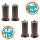 Mobilya Kanepe Baza Koltuk Yükseltici Destek Ayağı Metal M8 Civata Kahvrengi 12 cm Ayak (4 Adet) thumbnail 1