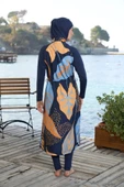 Estiva 25981 Siyah Dijital Desenli Tam Boy Lycralı Tesettür Mayo - 2