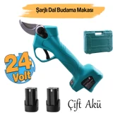 Şarjlı Çift Akülü Budama Makası Dal Kesme 5.0 AH 24 V Kömürsüz Bağ Üzüm Çubuk Budama Mini Testere - 1