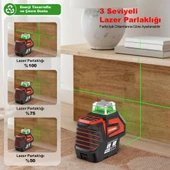 KOBB KBL32GTP Profesyonel Li-ion Yatay 360° ve Dikey Otomatik Hizalamalı Yeşil Nokta Şakül ve Çapraz Çizgi Lazer+Tripod - 9