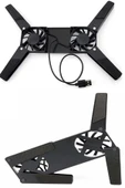 2 Fanlı Notebook Soğutucu Portatif Katlanabilir Laptop Soğutucu Fan Usbli Stand Bilgisayar Fanı - 3